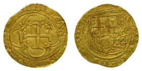 Carlos y Juana (1504-1555). Sevilla. 1 escudo. S/F. (Antes de 1550). Marca de ensayador "d cuadrada" (AC199). Au 3,39 gr. Muy bonita.
MBC+