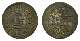 Felipe IV (1621-1665). 1664 R. Burgos. 16 maravedís. (AC441). Vellón. Descentrada en reverso. 
MBC
