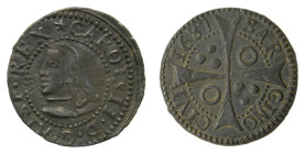 Carlos II (1665-1700) 1687. Barcelona. Croat. (AC210) Ar 2,62 gr. Pátina oscura. 
MBC+