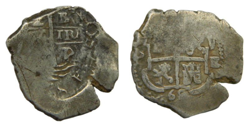Carlos II (1665-1700) 1668 E. Potosí. 2 reales. (AC382) Ar 5,29 gr. Descentrada ...