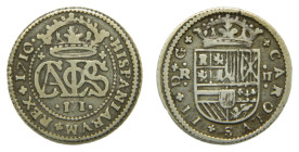 Carlos III, Pretendiente (1700-1714) 1710. Barcelona. 2 reales. (AC31) Ar 5,29 gr.
MBC