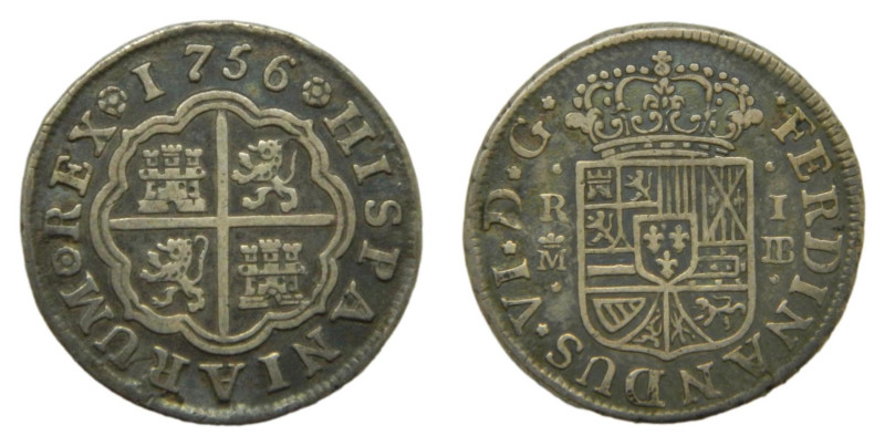 Fernando VI (1746-1759) 1756 JB. Madrid. 1 real. (AC180) Ar 2,88 gr.
MBC+