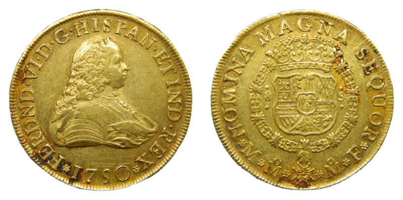 Fernando VI (1746-1759) 1750 MF. Mexico. 8 escudos. (AC784) Au 26,99 gr. Leve re...