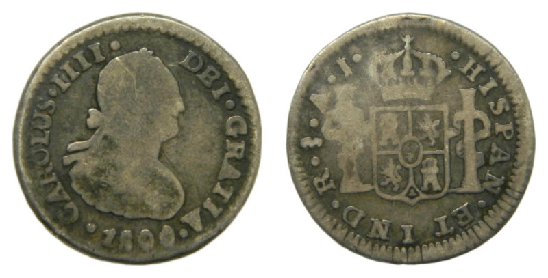 Carlos IV (1788-1808) 1800 AJ. Guatemala. 1/2 real (AC347) Ar 1,43 gr.
BC