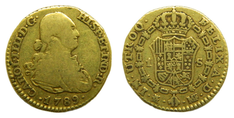 Carlos IV (1788-1808) 1789 MF. Madrid. 1 escudo (AC1106) Au 3,24 gr.
BC