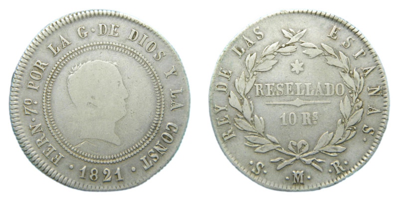 Fernando VII (1808-1833) 1821 SR. Madrid. 4 reales. (AC1088) Ar 13,16 gr. Tipo c...