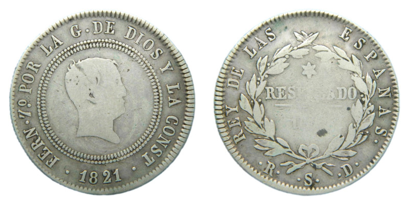 Fernando VII (1808-1833) 1821 RD. Sevilla. 4 reales. (AC1138) Ar 13,05 gr. Tipo ...