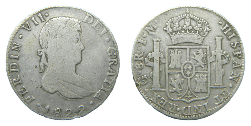 Fernando VII (1808-1833) 1822 JM. Guanajuato. 8 reales. (AC1210) Ar 27 gr.
MBC-