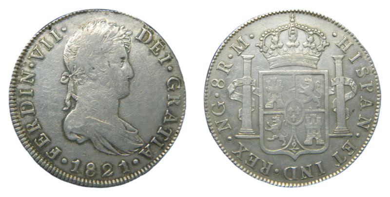 Fernando VII (1808-1833) 1821 M. Guatemala. 8 reales. (AC1236) Ar 26,72 gr. 
MB...