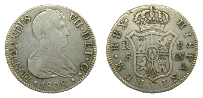 Fernando VII (1808-1833) 1808 CN. Sevilla. 8 reales. (AC1411) Ar 26,99 gr. Busto...