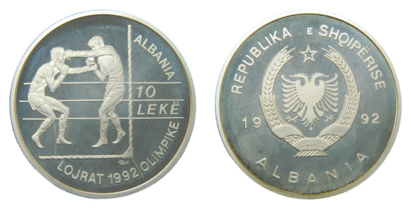 Albania 1992. 10 Leke. (Km#70) Olympics - Boxing. Ar 28,47 gr. 
PROOF