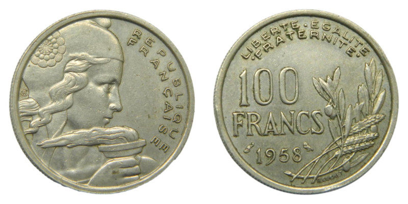 Francia / France. 1958. 100 francos. "Chovette" de Raymond oly (Km#919.1)
MBC