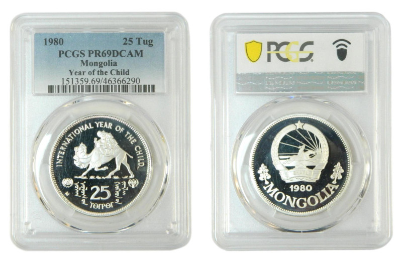 Mongolia 1980. 25 Tugrik. (Km#54) Save the Children. PCGS PR69 DCAM. Ar
PR69