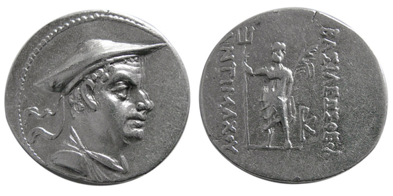 GRECO-BAKTRIAN KINGS, Antimachus. 180–170 BC. AR drachm (4.18 gm; 20 mm). Pushka...