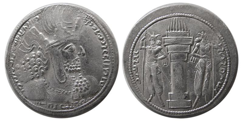SASANIAN KINGS. Shapur I, AD. 240-272. AR Drachm (4.22 gm; 27 mm). Sunrise 741va...