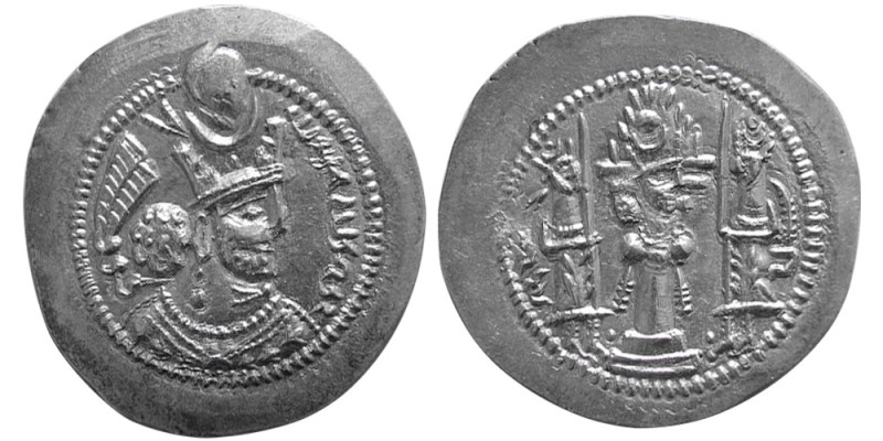 SASANIAN KINGS, Bahram (Varhran) V, 420-438 AD. AR Drachm (4.19 gm; 30 mm). Stan...