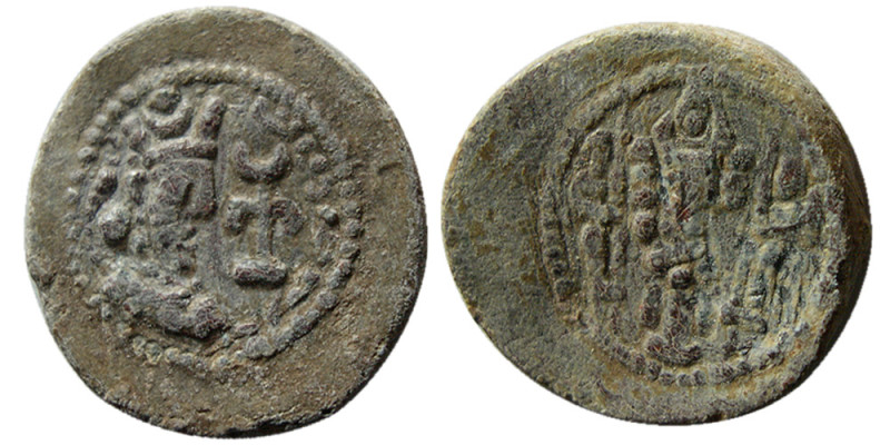 SASANIAN KINGS. Varahran (Bahram) V. AD. 420-438. PB (Lead) Unit (4.13 gm; 19 mm...