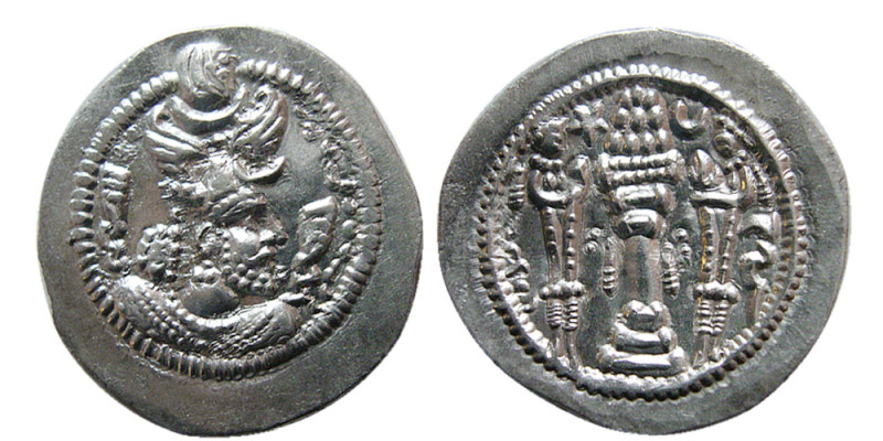 SASANIAN KINGS. Peroz, (459-484 AD). AR Drachm (3.95 gm; 28 mm). Peroz's bust wi...