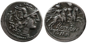 ROMAN REPUBLIC, C. Terentius Lucanus. 147 BC. AR denarius