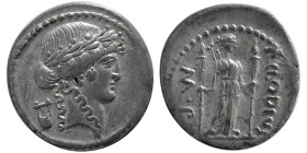 ROMAN REPUBLIC, P. CLODIUS M.f. TURRINUS. 42 BC. AR Denarius.