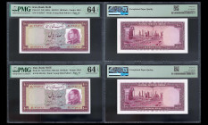 IRAN, Bank Melli. Pair of 100 Rials Bank Notes. Pick # 67. PMG-64.