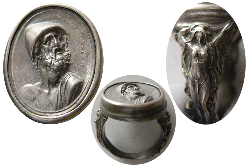 Custom made Silver Cameo Ring from impression of Ancient Seals. Depicting Ancien...