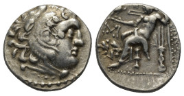 Kingdom of Macedon, Alexander III 'the Great' AR Drachm. (4 Gr. 17mm.)
Head of Herakles right, wearing lion skin headdress 
Rev. Zeus Aëtophoros seate...