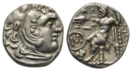 Kingdom of Macedon, Alexander III 'the Great' AR Drachm. Chios, circa 290-275 BC. (4 Gr. 15mm.)
Head of Herakles right, wearing lion skin headdress 
R...