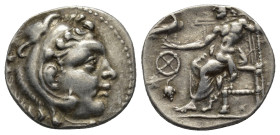 Kingdom of Macedon, Alexander III 'the Great' AR Drachm. Chios, circa 290-275 BC. (4 Gr. 18mm.)
Head of Herakles right, wearing lion skin headdress 
R...