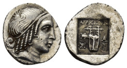 Lycian League, Masicytes; 1st cent. BC, Hemidrachm, (15mm, 1.9 g). Obv: Head of Apollo r., wearing taenia. Rx: Lyre in incuse square; ethnic around.
