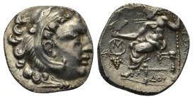 Kingdom of Macedon, Alexander III 'the Great' AR Drachm. Chios, circa 290-275 BC. (4 Gr. 17mm.)
Head of Herakles right, wearing lion skin headdress 
R...