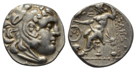 Kingdom of Macedon, Alexander III 'the Great' AR Drachm. Chios, circa 290-275 BC. (4 Gr. 17mm.)
Head of Herakles right, wearing lion skin headdress 
R...