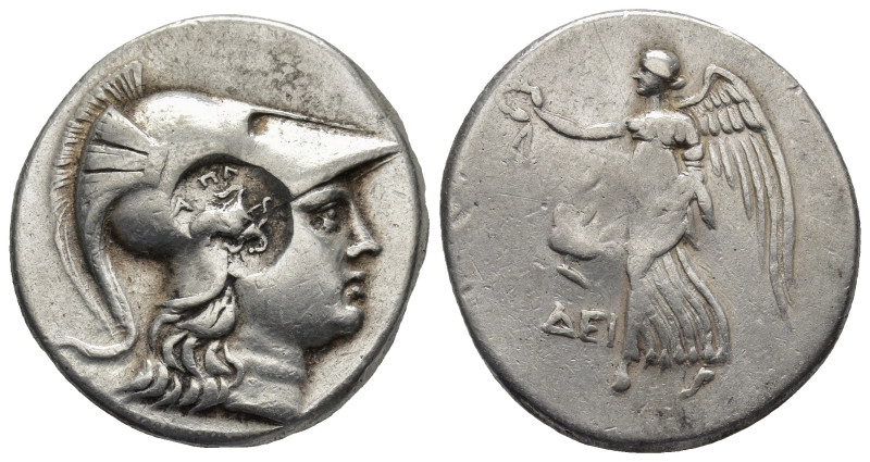 Pamphylia. Side circa 205-100 BC. Tetradrachm AR (16.8 Gr. 28mm.) 
Helmeted head...