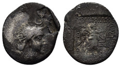 CARIA Stratonikeia. Circa 41-68. Hemidrachm (1.3 Gr. 17mm.) 
 Head of Hekate to right, wearing laurel wreath with crescent. 
Rev. Nike walking to righ...