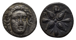 SATRAPS of CARIA. Hidrieus. Circa 351/0-344/3 BC. AR Trihemiobol (0.8 Gr. 9mm.)
 Head of Apollo facing slightly right 
Rev. Around stellate pattern.