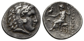 Kingdom of Macedon, Demetrios I Poliorketes AR Drachm. (17mm, 4.12 g) In the name and types of Alexander III. Miletos, circa 300-295 BC. Head of Herak...