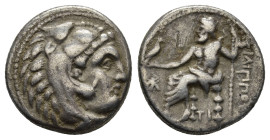 Kingdom of Macedon, Philip III Arrhidaios AR Drachm. (16mm, 4.9 g) Struck under Menander or Kleitos, in the types of Alexander III. Sardes, circa 322-...