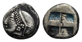 IONIA. Phokaia. Diobol (Circa 521-478 BC). (1.2 Gr. 9mm.) 
 Archaic head of Athena left. 
Rev. Quadripartite incuse punch.