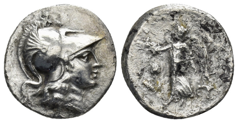 PAMPHYLIA, Side. Circa 183-175 BC. AR Drachm (3.8 Gr. 18mm).
 Head of Athena rig...