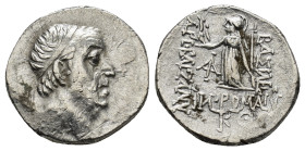 KINGDOM of CAPPADOCIA. Ariobarzanes I Philoromaios, 96-63 BC. AR Drachm . (3.83 Gr. 17mm.)
Diademed head 
Rev. Athena standing, holding Nike, spear, a...