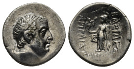 KINGDOM of CAPPADOCIA. Ariobarzanes I Philoromaios, 96-63 BC. AR Drachm . (4 Gr. 17mm.)
Diademed head right.
Rev. Athena standing, holding Nike, spe...
