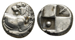 Thracian Chersonese. Chersonesos circa 386-338 BC. Hemidrachm AR (12mm, 2,4 g) Forepart of lion right, head left / Quadripartite incuse square with al...
