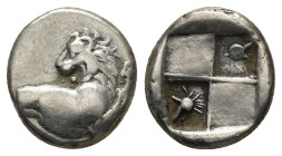THRACE, Chersonesos. Circa 386-338 BC. AR Hemidrachm (12mm, 2.3 g). Forepart of lion right, head reverted / Quadripartite incuse square; two opposing ...