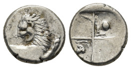 THRACE, Chersonesos. Circa 386-338 BC. AR Hemidrachm (12mm, 2.2 g). Forepart of lion right, head reverted / Quadripartite incuse square with alternati...