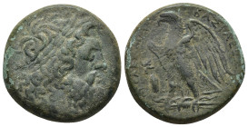 Ptolemaic Kings of Egypt, Ptolemaios II 285-246 BC, AE, Alexandria Mint (16.3 Gr. 27mm.)
Head of Zeus Ammon right
Rev. Eagle standing left on the thun...