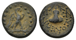CILICIA. Soli-Pompeiopolis. Circa. 2nd-1st century BC. Ae (12mm, 2.66 g). Eagle standing right on thunderbolt. Rev. ΣOΛEΩN Rose with two leaves, K to ...
