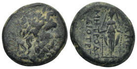Phrygia, Apameia, c. 100-50 BC. Æ (23mm, 10,4 g). Metro- Diotr-, magistrate. Laureate head of Zeus r. R/ Cult statue of Artemis Anaïtis facing.
