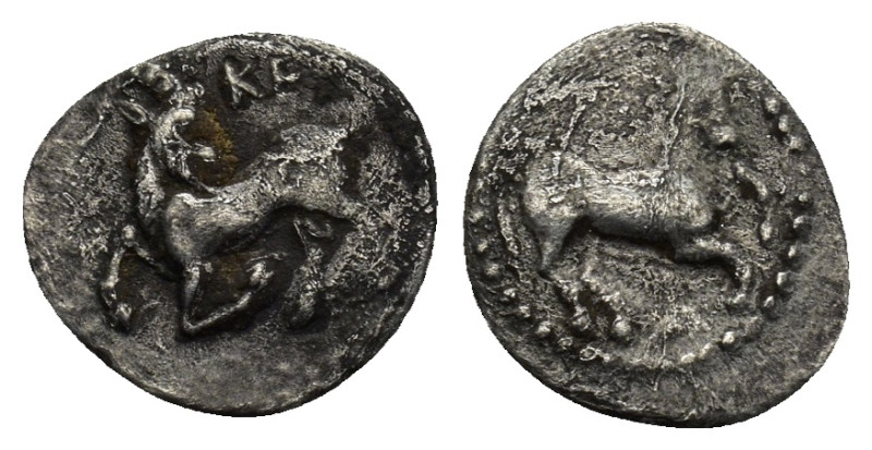 CILICIA, Kelenderis. 3rd century BC. AR Obol (10mm, 0.59 g, 8h). Goat kneeling l...