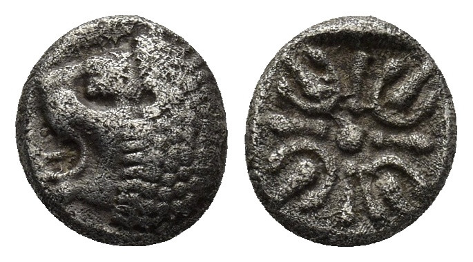 IONIA: Miletos, AR diobol late 6th-early 5th century (1 Gr. 8mm.)
Head of lion l...