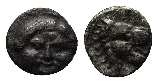 PAMPHYLIA. Aspendos. Obol (Circa 460-360 BC). (0.41 Gr. 7mm.)
 Facing gorgoneion...